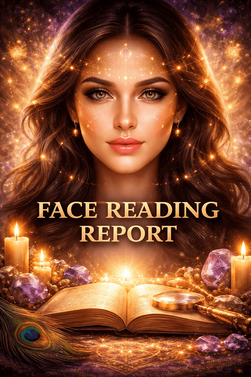 Premium Gold Face Reading Report Cover showing modern facial mapping