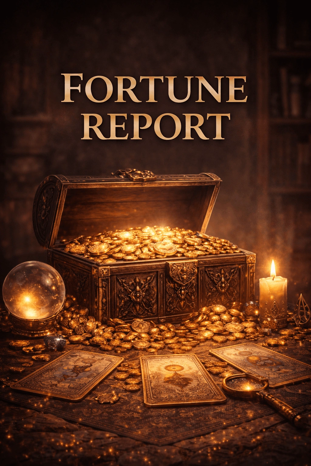 Premium Gold Vedic Fortune Report Cover showing modern celestial charts