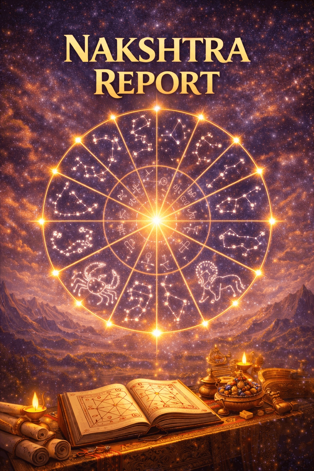 Abstract stylised astrology wheel placeholder for report cover preview.