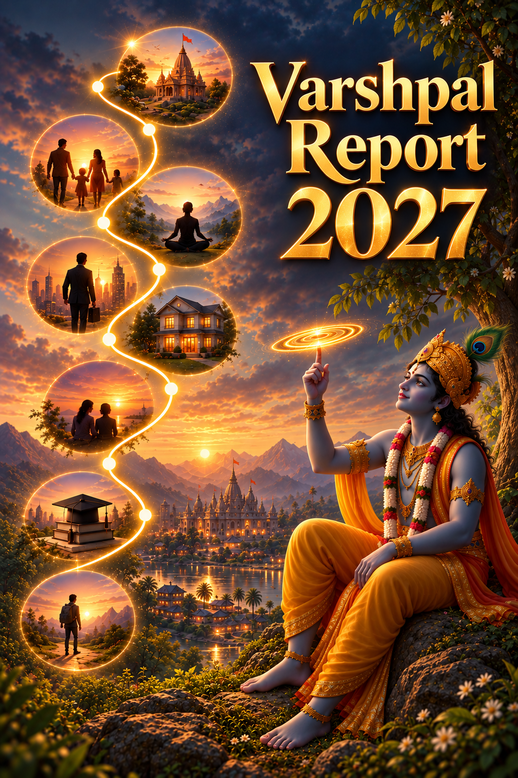 Premium Gold Vedic Varshphal Report Cover showing modern celestial charts