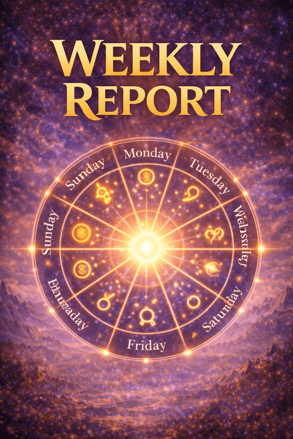 Abstract stylised astrology wheel placeholder for report cover preview.